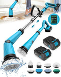 Updated 1500 RPM Battery Electric Spin Scrubber with Handle 8 Replaceable Shower Scrubber &amp 2 Battery Powered Cleaning Brush with Display 3 Speed &amp Adjustable Handle Cordless Power Scrubber f