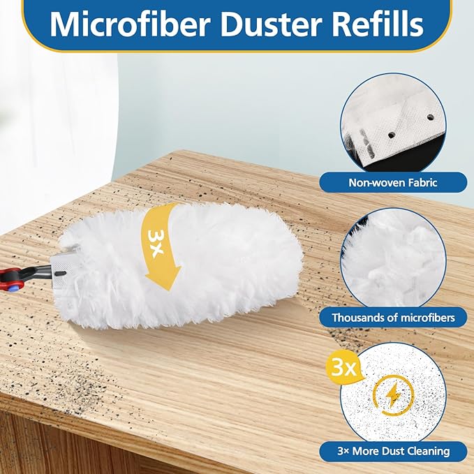 30 Pack Duster Refills Compatible with O-Cedar Flex &amp Catch Duster 360° Heavy Duty Disposable Duster Refills Replacement 3X More Dust Cleaning Than Feather Dusters
