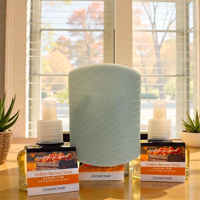 Goose Creek Golden Harvest Citrus Fragrance Oil Plug-In Refills Autumn's Embrace Wallflower 3 Pack 0.5 FL OZ Each