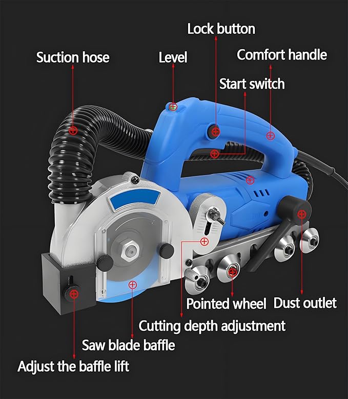 Compact Tile Groove Cleaner Machine 1200W Electric Grout Saw for Getting into Corners and Walls Remove Hardened Residues 220V