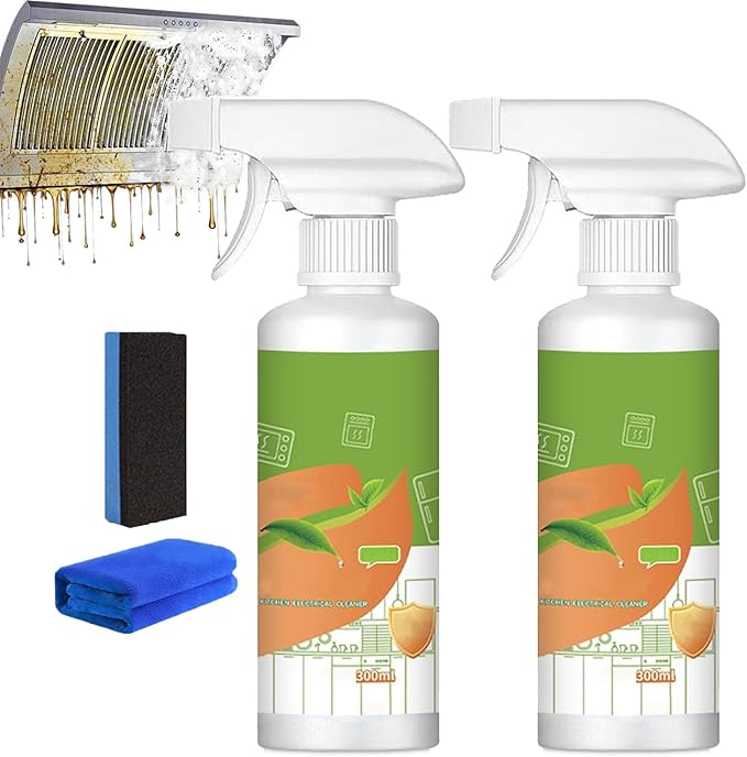 Fly Cleaner Stain Remover Spray for Household Appliances Natural Enzyme Formula Kitchen Multi-purpose Cleaner Spray Kitchen Oil Stains Cleaner for Oven Stove Sink Range Hood (2PCS)