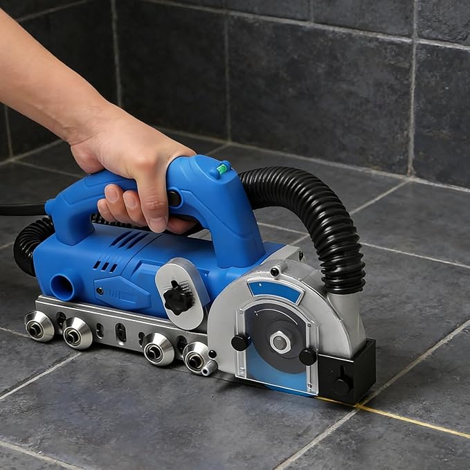 Automatic Electric Grout Cleaner Tile Joint Cleaning Machine with Adjustable Cutting Depth High Speed Brush &amp Dust Bag for Ceramic Tile Floor &amp Wall Seams 4sets