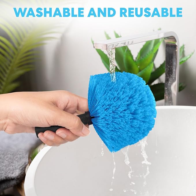 Simpli-Magic 5-to-12 Foot Cobweb Duster with Extension Pole Combo (20 Ft Reach Medium-Stiff Bristles) Spider Web Brush with Pole - Hand-Packaged Lightweight 3-Stage Aluminum Pole