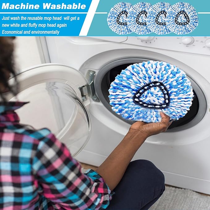 14 Pack Spin Mop Replacement Heads Only Fit for RinseClean 2-Tank System 100% Microfiber Spin Mop Refill HeadSpinning Mop Head Replacement for Floor Cleaning