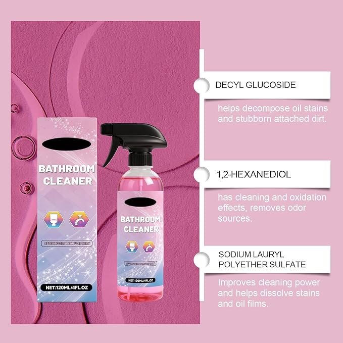 Bathroom Cleaner Foam Spray Pink Limescale &amp Soap Scum Remover No-Rinse Descaler for Toilet Shower Sink Bathtub Tile &amp Glass Surfaces Powerful Yet Gentle Formula (2Pcs)