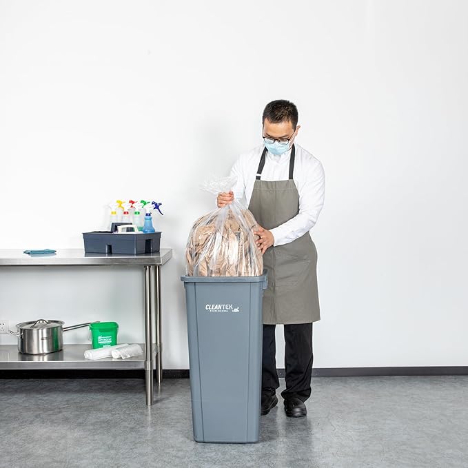 Restaurantware-RW Clean 33 Gallon Trash Bags 100 Medium-Duty Garbage Can Liners- Fits 33-39 Gallon Trash Cans Stretchable Clear Plastic Bin liners with Star Seal Bottom
