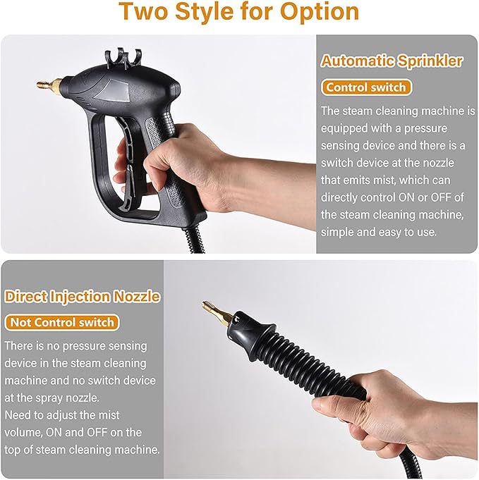 Handheld Steam Cleaner Steam Cleaning Machine with 3 Brush Heads Powerful Steam Performance and 2-3 Bar Steam Pressure No Water Tank Design and Easy to Install for Home Kitchen and Bathroom