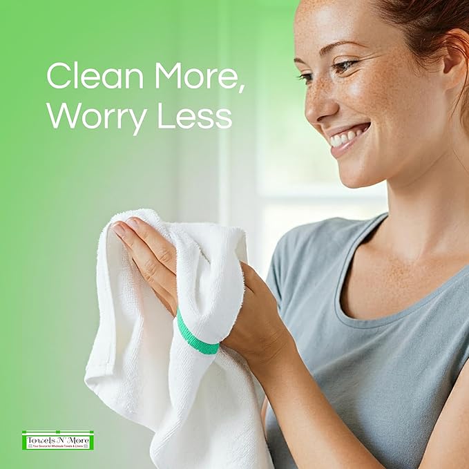 Towels N More 24 Pack 16x19 Bar Mop Towels High Absorbent Cotton Reusable Kitchen Towels - Quick Drying Towels for Chef Cook Home Restaurant Bar Glass Cleaning Towels (24 Green Stripe)