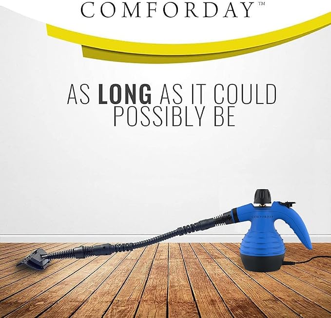 Comforday Handheld Pressurized Steam Cleaner - Multi-Purpose Steamer with 9-Piece Accessories Steam Cleaning Machine for Stain Removal Curtains Car Seats Floor Window (Blue)