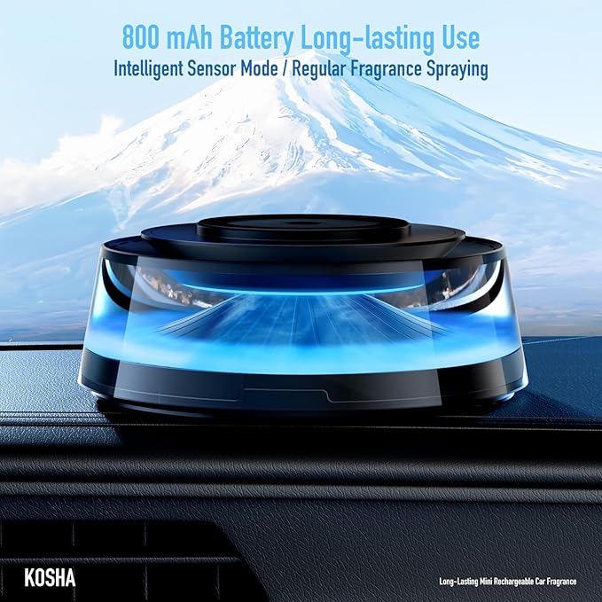 KOSHA Automobile Aroma Diffuser with LED Lights Portable Car Air Freshener Phone Base 800mAh Essential Oil Diffuser for Car &amp Home Non-Slip