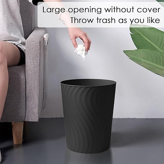 YGJT Small Trash Can 3 Pack 1.8 Gallons Bathroom Trash Can Slim Waste Basket Round Garbage Can Plastic Trash Bin for Kitchen Dorm Bedroom Office Living Room Study Compact Spaces(Black)