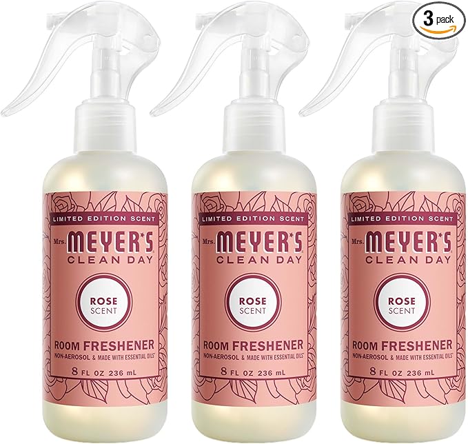 MRS. MEYER'S CLEAN DAY Room Spray Rose Scent 8 Fl Oz Bottle - 3 Pack