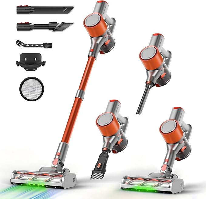 Stick Cordless Vacuum Cleaner - Lightweight Handheld Vacuum with Self Standing Removable Battery with 45min Running Time Anti-tangle Wireless Vacuum for Home Pet Hair/Hardwood Floor/Carpet OB