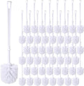 Mimorou 50 Pcs White Toilet Brush Bathroom Toilet Bowl Brush Soft Bristle Long Handle Plastic Toilet Scrubber for Bathroom