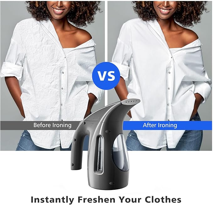 HiLIFE Steamer for Clothes Portable Handheld Design 240ml Big Capacity 700W Strong Penetrating Steam Removes Wrinkle for Home Office(ONLY FOR 120V)-Black