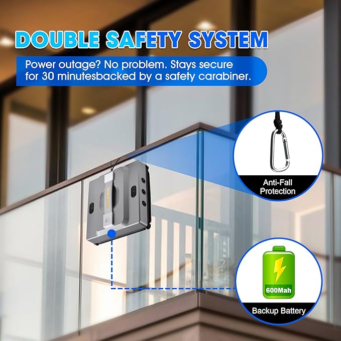 M85 Window Cleaning Robot - 6000PA Strong Suction Compact Robot 6-Way Spray &amp Wet Wiping Auto Edge Detection 4 Cleaning Modes Smart Path Planning Suitable for High-Rise Glass/Tiles