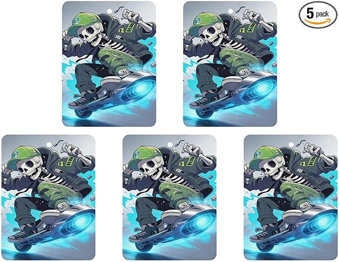 5PCS Car Air Freshener Hanging Personalized Double Sided Skull Skater Car Fresheners Long Lasting New Cars Scents Cute Automotive Freshies for Closets Drawers (tea)