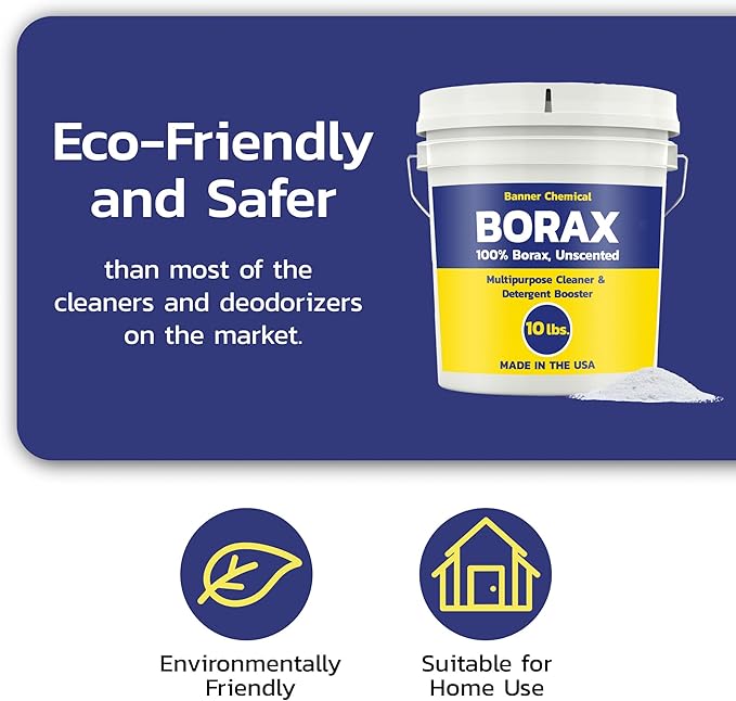 Raw Borax (10 lbs) - 100% Pure Unscented Multi-Purpose Cleaner &amp Detergent Booster - Natural Household Cleaner and Stain Remover - Made in the USA