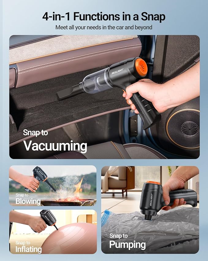 SEALIGHT Mini Car Vacuum Portable Cordless With 13000pa High Power Suction Lightweight and Compact Handheld Cleaner for Car &amp Home