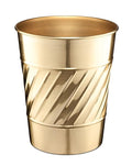 Monarch Abode Metal Bathroom Trash Can – Waste Basket for Bedroom Office Desk &amp Dorm Handcrafted Wave Embossed Durable Decorative Brushed Gold Small Trash Can Bathroom Garbage Bin Wastebasket