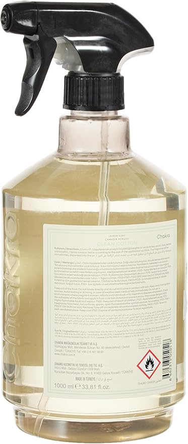 Chakra Freshener Fabric Spray - Long-Lasting Multi-Purpose Laundry Scent for Bedding Clothes &amp Home Fabric Deodorizer Luxury Room Deodorizer Linen Spray w/Trigger 33.8 fl oz Clean Cotton