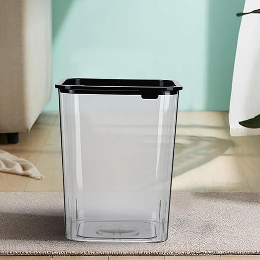 VICASKY Transparent Square Plastic Garbage Bin Wastebasket for Home Office Bathroom Bedroom with Non-deforming Design Easy to Clean Modern Storage Container