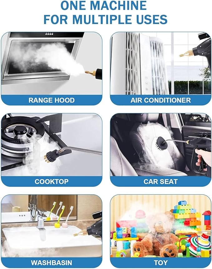 Portable Handheld Steam Cleaner Multi-Purpose Steam Cleaner Steam Humidity Ajustable 1700W High Pressure Automatic Mobile Cleaning Machine for Kitchen Bathroom Upholstery Carpet &amp Car