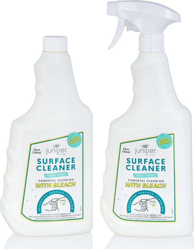 Juniper Surface Cleaner With Bleach All-Purpose Cleaner for Bathroom Kitchen Toilet 25 Fl. Oz Trigger Spray Bottle (Pack of 12) Total 300 Ounce