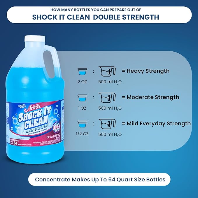 Professor Amos Shock It Clean MultiPurpose Cleaner Double Strength Concentrate All Purpose Carpet Jewelry Upholstery Leather Stain Remover &amp Floor Cleaner (Seashore 64 Oz)