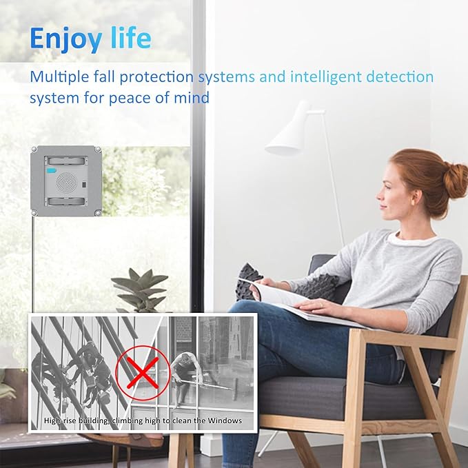 Mamibot W120-DP Robot Window Cleaner for High-Rise Glass - 3200Pa Strong Suction Multiple Cleaning Modes4 Water Spray NozzlesEdge Detection TechnologyApp&ampRemote Control(Blue)