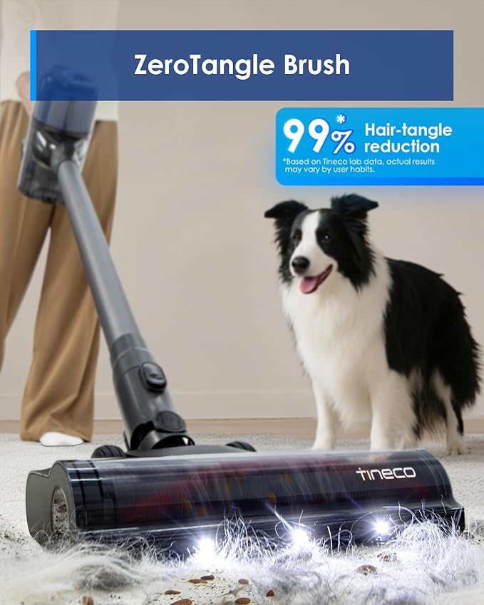 Tineco Pure ONE S30 Cordless Vacuum Cleaner 150AW Powerful Suction Zero Tangle Brush Up to 65min Runtime Stick Vacuum Cleaner for Pet Hair Carpet &amp Hard Floor