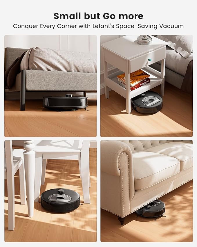 Lefant LiDAR Robot Vacuum and Mop Smart Mapping and Obstacle Avoidance Tangle-Free Pet Hair 2.4G/5G WiFi App Control Slim Design for Wider Coverage Carpet Detection M330 Pro