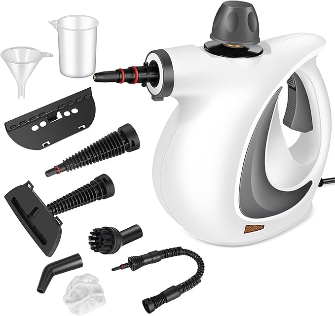 Saker Portable Steam Disinfection Cleaner Powerful 1500W Steam Cleaning Machine with Multi-Purpose Attachments Handheld Multi-Purpose Steamer Safety Cap for Home Kitchen (1 set + 4 fiber cloth)