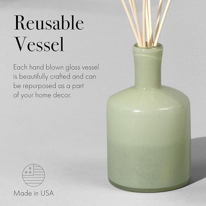 LAFCO New York Signature Reed Diffuser Fresh Cut Gardenia - 15 oz - Up to 9 Months Fragrance Life - Reusable Hand Blown Glass Vessel - Natural Wood Reeds - Made in The USA