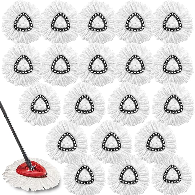 20Pack Spin Mop Replacement Heads100% Microfiber Mop Head Replacement Compatible with Triangle Spin Mop Easywring 1-Tank System Easy Cleaning Microfiber Machine Washable
