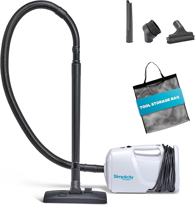 Simplicity Vacuums Handheld Canister Vacuum with Carry Strap for Hard Floors and Rugs Car Detailing Vacuum Cleaner S100
