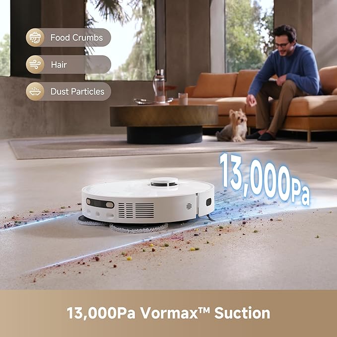 DREAME L40s Ultra CE Robot Vacuum and Mop Combo with Self-Emptying Dock 13000Pa Suction Mop Self-Cleaning and Auto-Raising Ultrasonic Carpet Sensing Ideal for Pet Hair Carpet and Hard Floors