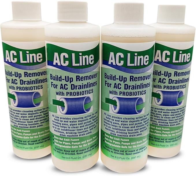 AC Drain Line Cleaner - 4 Pack / 12 Month Supply - Cleans HVAC drain lines condensate lines and more