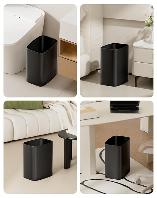 Cesun 3.4 Gallon Bathroom Trash Can Small Office Garbage Can Slim Metal Waste Basket for Bedroom Dorm Toilet Near Desk Under Sink RV (Black)