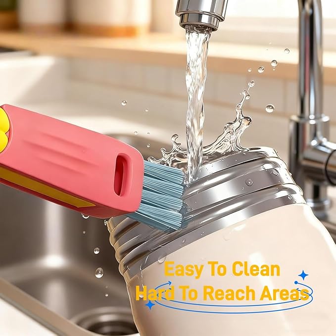 3 in 1 Cup Lid Cleaning Brush Multifunctional Bottle Brush Cleaner Home Kitchen Crevice Brush Tools for Bottle Gap Tight Spaces Cup (Green 1pcs)