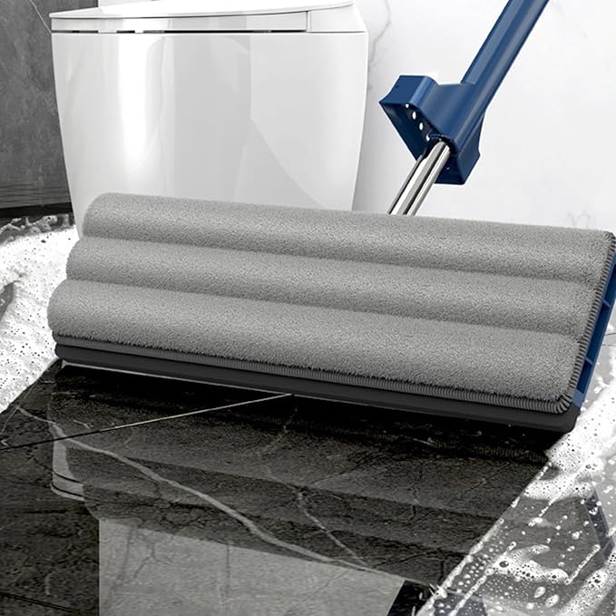 Talent Star 16.5 Microfiber Mop FloorFlat Mop with 6 Reusable Washable Mop Pads &amp Drain Scraper Dust Mop for Hardwood Floors Wet Dry Mop for Laminate Tile Floor Cleaning Blue