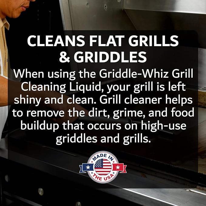 Griddle-Whiz 3 Piece Griddle Cleaning Kit | Liquid Grill Cleaner w/Griddle Scraper &amp Scrubber Pad for Flat Top Grills | For Blackstone Accessories by FryOilSaver (32oz Bottles)