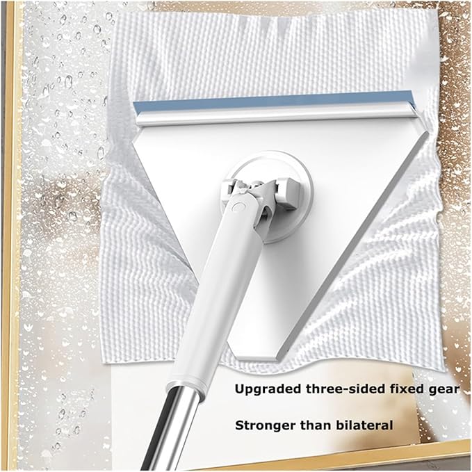 Hands-Free Wash Face Towel Triangular Mop Window Cleaning 360 ° Rotating Mini for Wet Wipes Household Tool(MOP 6PCS Cloth)