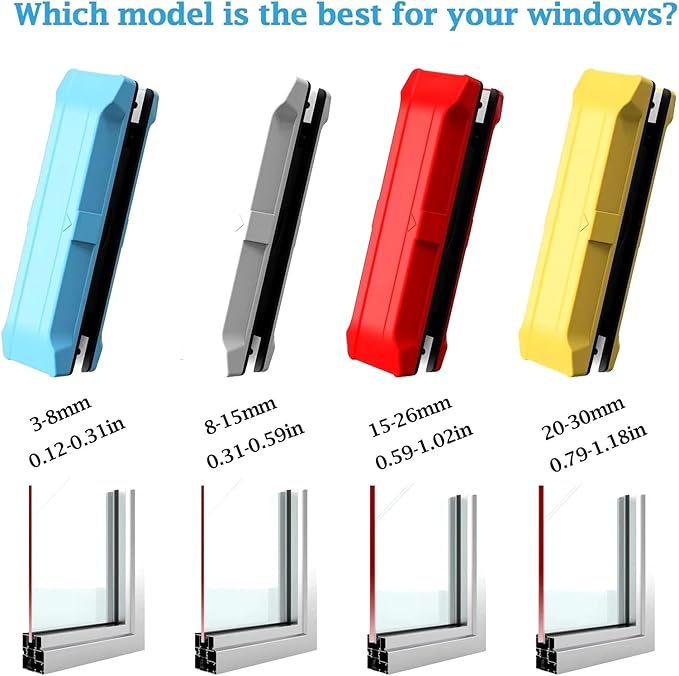 Magnetic Glazing Single Layer Window Cleaner Tool Brush Windows for Insulating Glass Durable Plastic ﻿(15-26MM-RED)