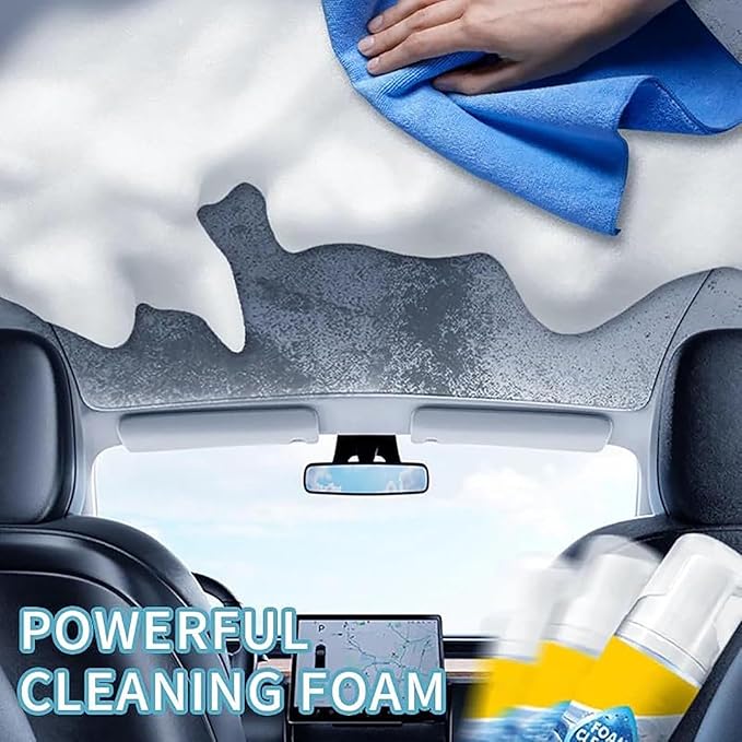 Powerful &amp Multipurpose Car Interior Foam Cleaner All-Purpose Rinse-Free Foam Cleaner Spray Car Seat Cleaner Spray Foam Deep Penetration Rich Foaming Stain Remover (2PCS 150ML)