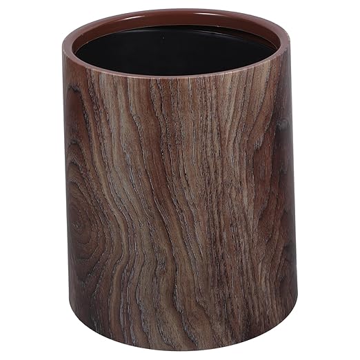 Cabilock Capacity Imitation Wood Grain Trash Can Office Waste Basket Kitchen Decor Wastebasket