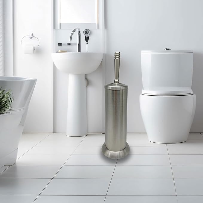 Brushed Nickel Toilet Bowl Brush with Holder Durable Bathroom Cleaning Tool Modern Design for Easy Toilet Maintenance Bathroom Cleaner Brush for Efficient Cleaning and Hygiene