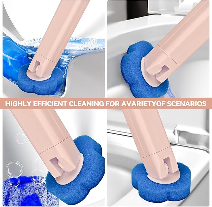 Disposable Toilet Brush Toilet Bowl CleanerToilet Cleaning SuppliesToilet Bowl BrushToilet Cleaner BrushToilet Brush with Holder48 Refills for Cleaning and Hygienic Bathroom Maintenance (Pink)
