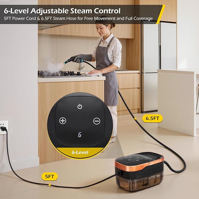 Dyna-Living Steam Cleaner 1500W Engine Steam Cleaner Handheld High Pressure Steam Cleaner for Cleaning Car Steamer with 42.2 oz Tank Portable Steamer for Car Detailing Floor Carpets Tile