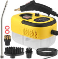 Handheld Steam Cleaner 1500W High Pressure Steam Cleaner with 6 Gear Adjustable and 4 Multi Surface Accessories for Tile Stove Appliance Carpet Mattress (US plug)